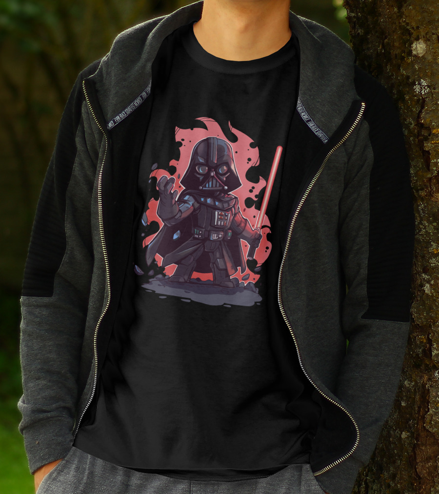 Darth Vader Cartoon With Lightsaber Star Wars Character T-Shirt