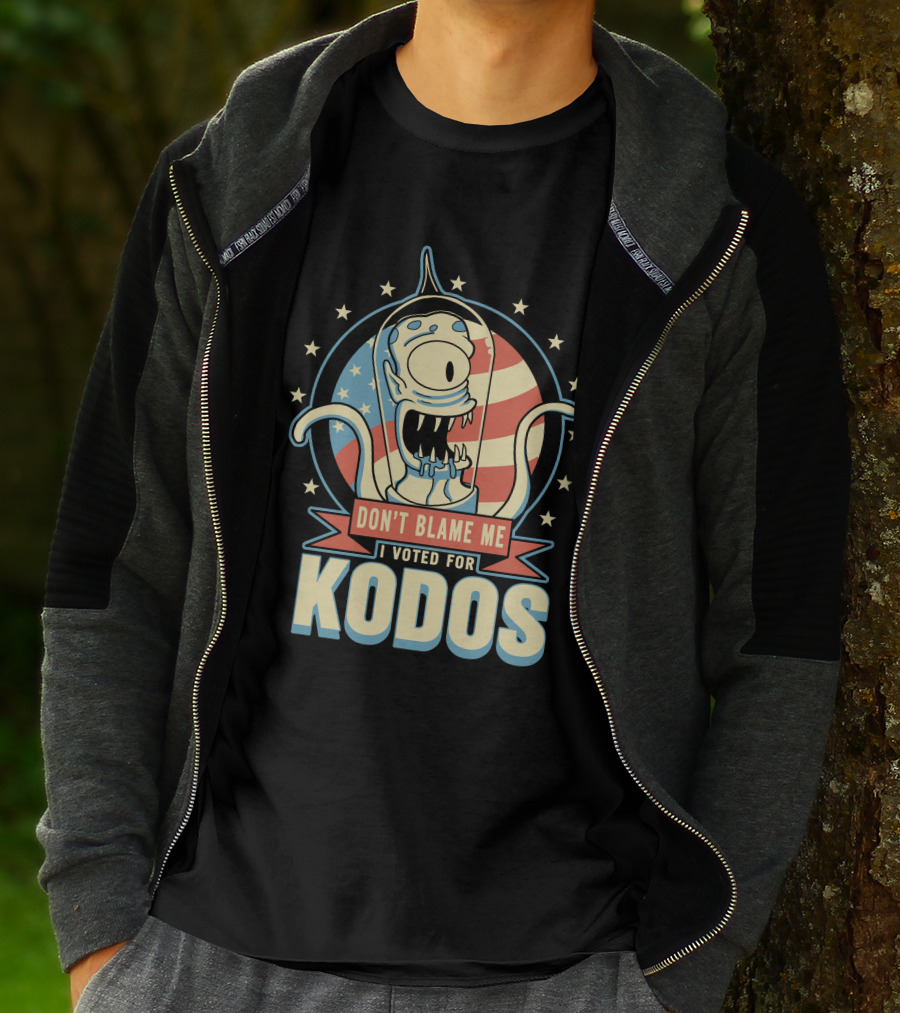 Don't Blame Me I Voted For Kodos Simpsons Alien American Flag T-Shirt