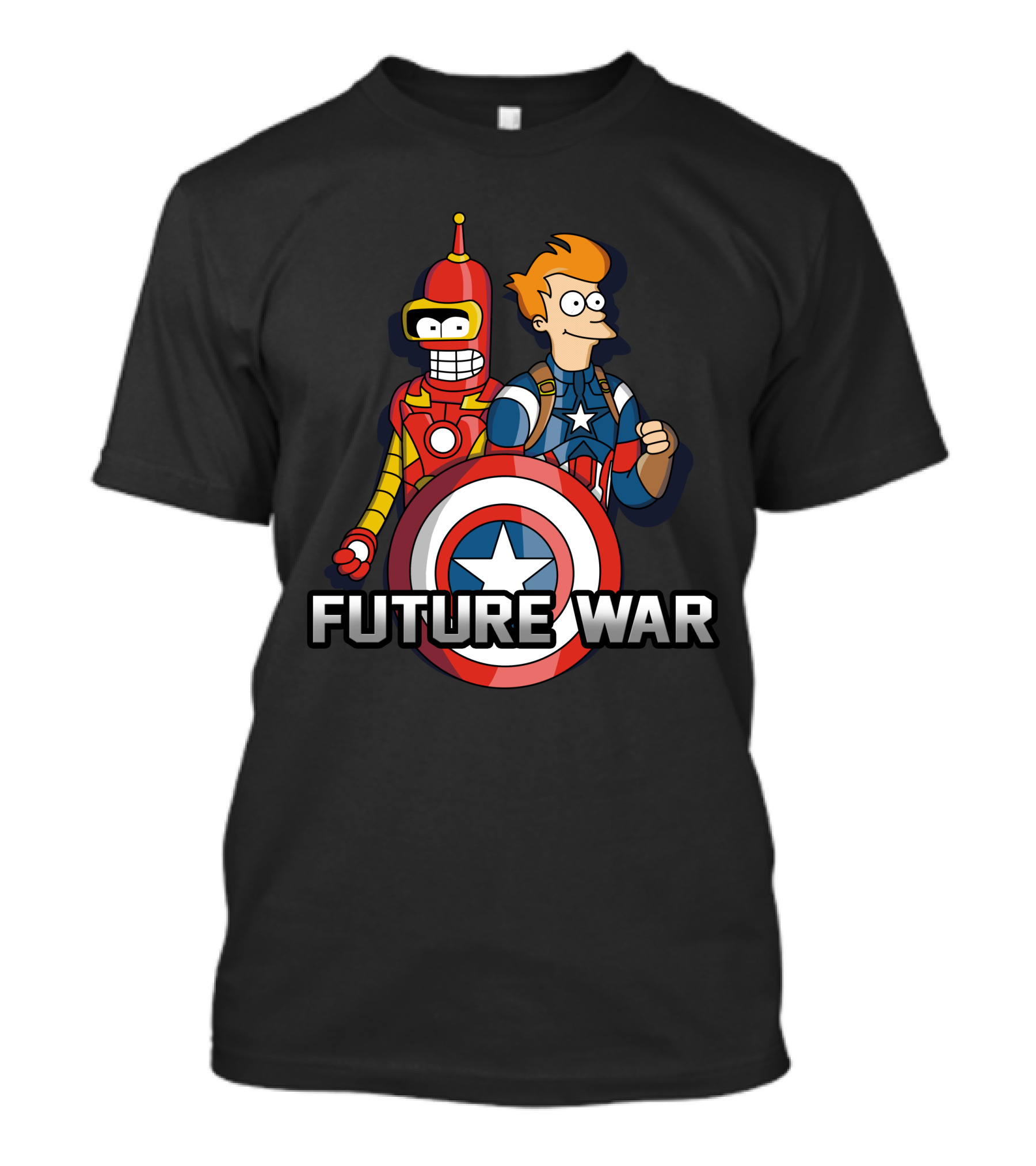 Futurama Future War Bender Fry Captain America Shield T-Shirt