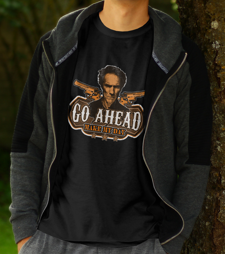 Go Ahead Make My Day Clint Eastwood Dirty Harry Guns Retro T-Shirt