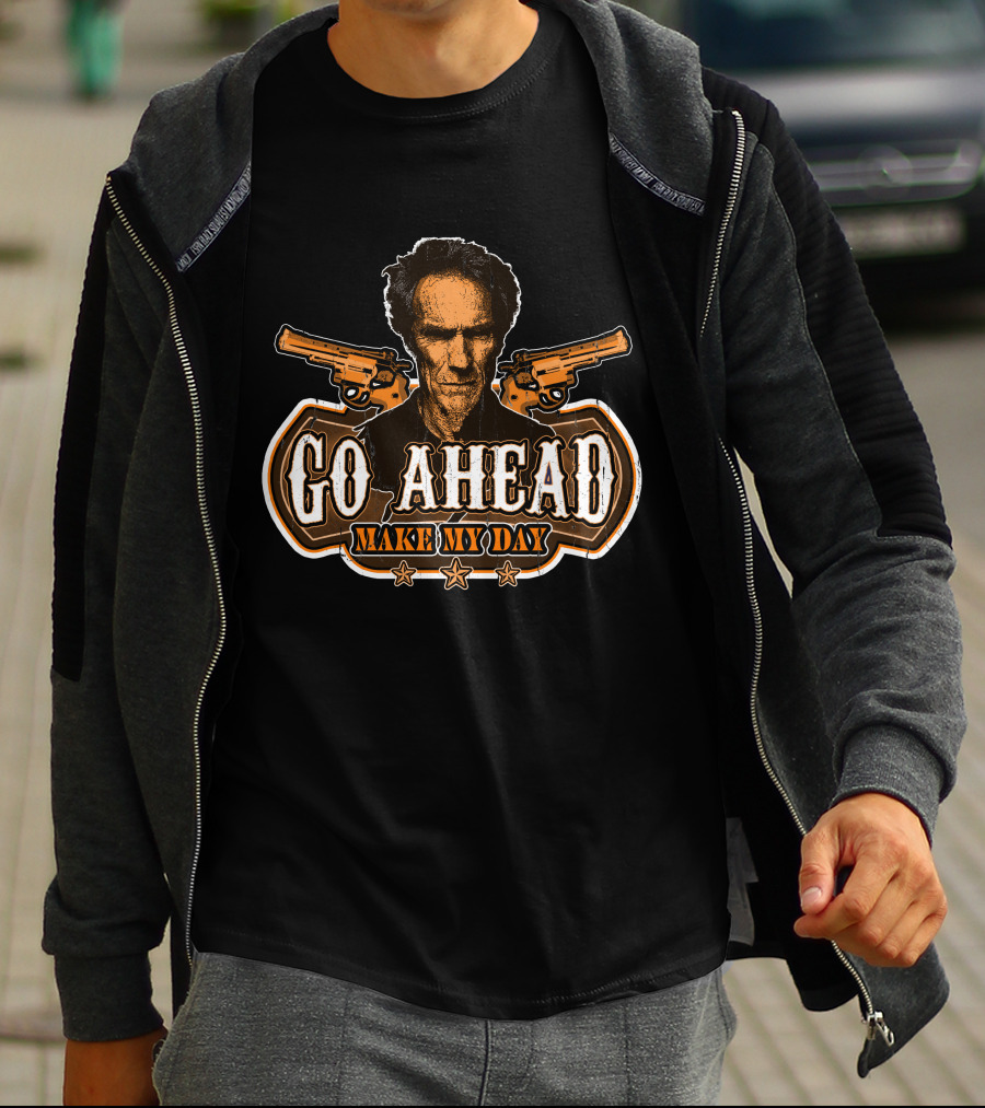 Go Ahead Make My Day Clint Eastwood Dirty Harry Guns Retro T-Shirt