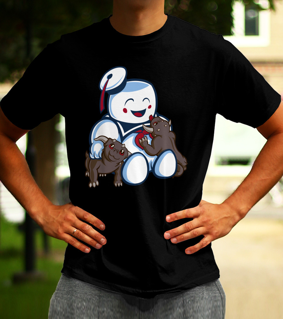 Stay Puft Marshmallow Man And Terror Dogs Ghostbusters Cuteness T-Shirt