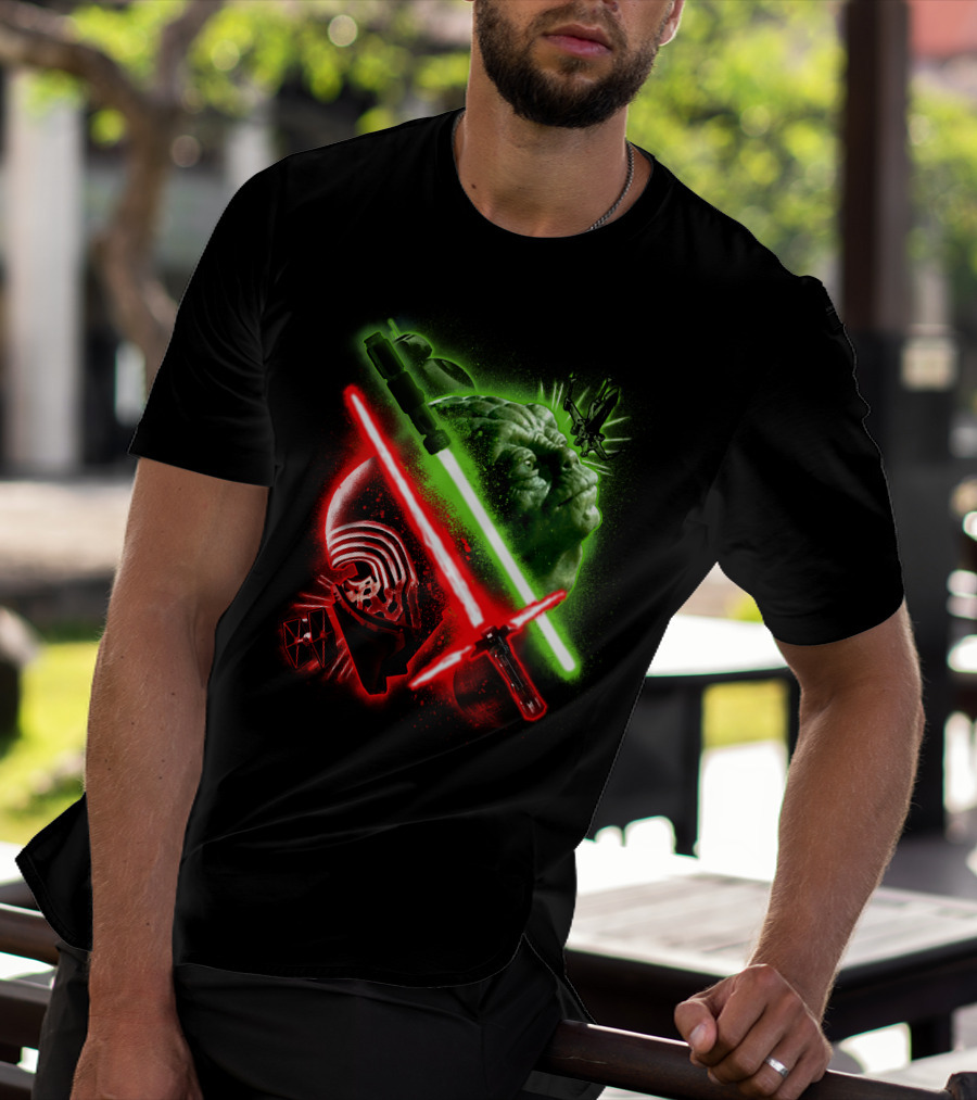 Grandmaster Yoda Darth Vader Kylo Ren Lightsaber Star Wars T-Shirt