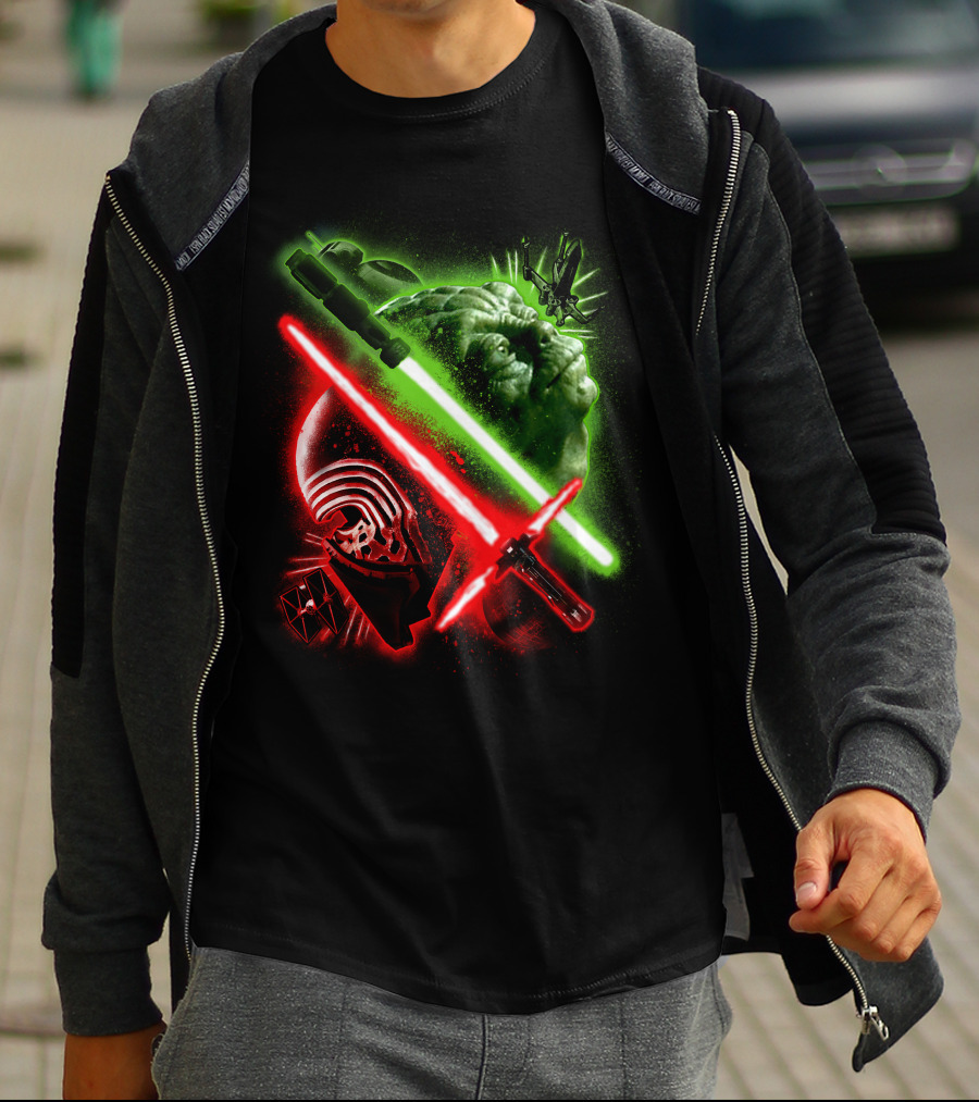 Grandmaster Yoda Darth Vader Kylo Ren Lightsaber Star Wars T-Shirt