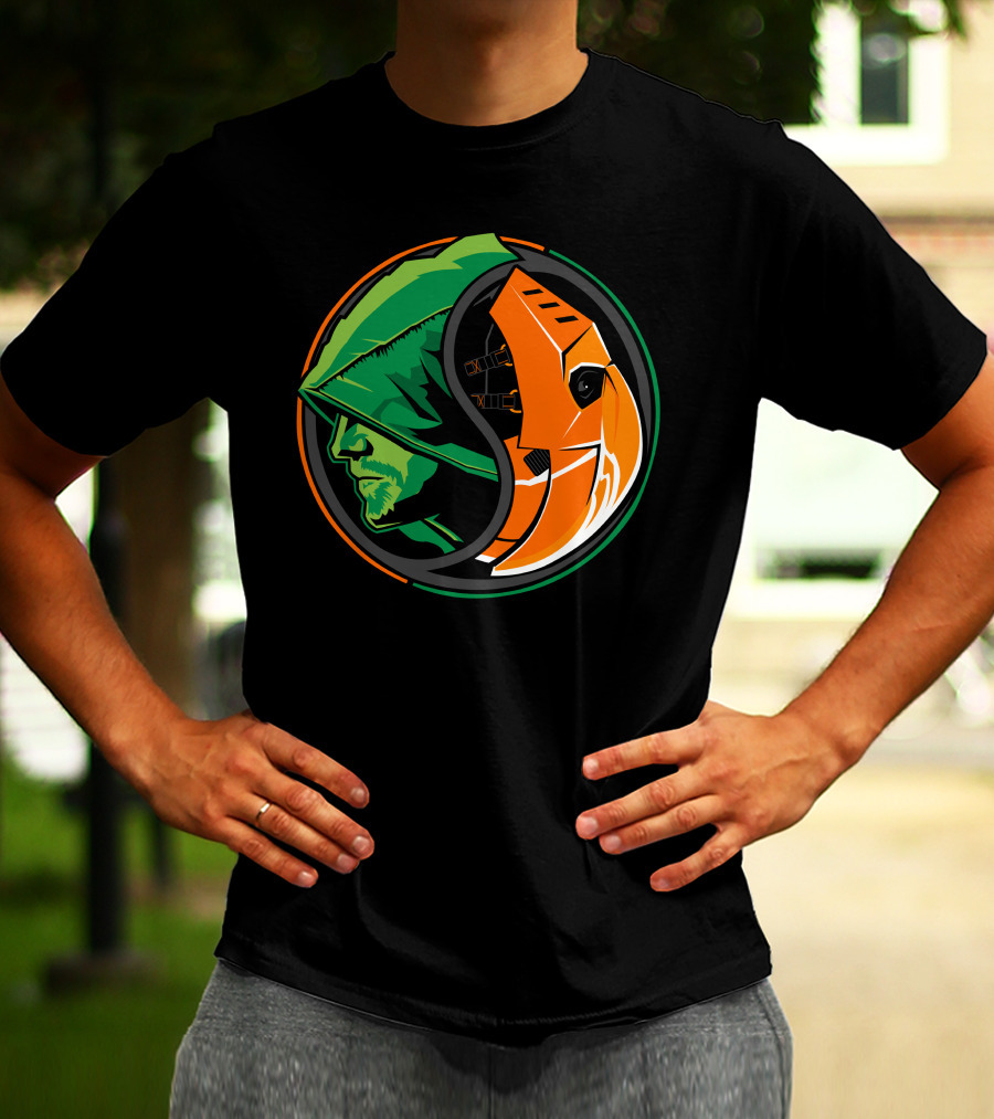 Green Arrow Slade Deathstroke Yin Yang T-Shirt