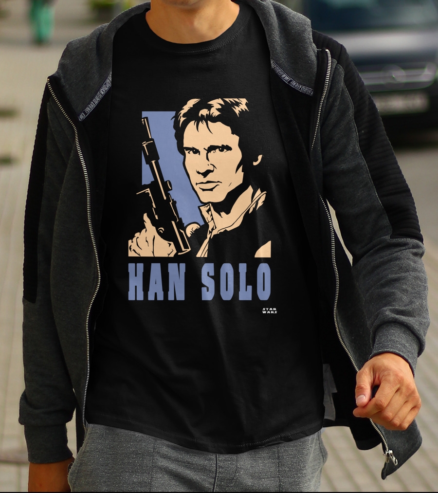 Han Solo Star Wars Vintage Style Graphic With Blaster T-Shirt