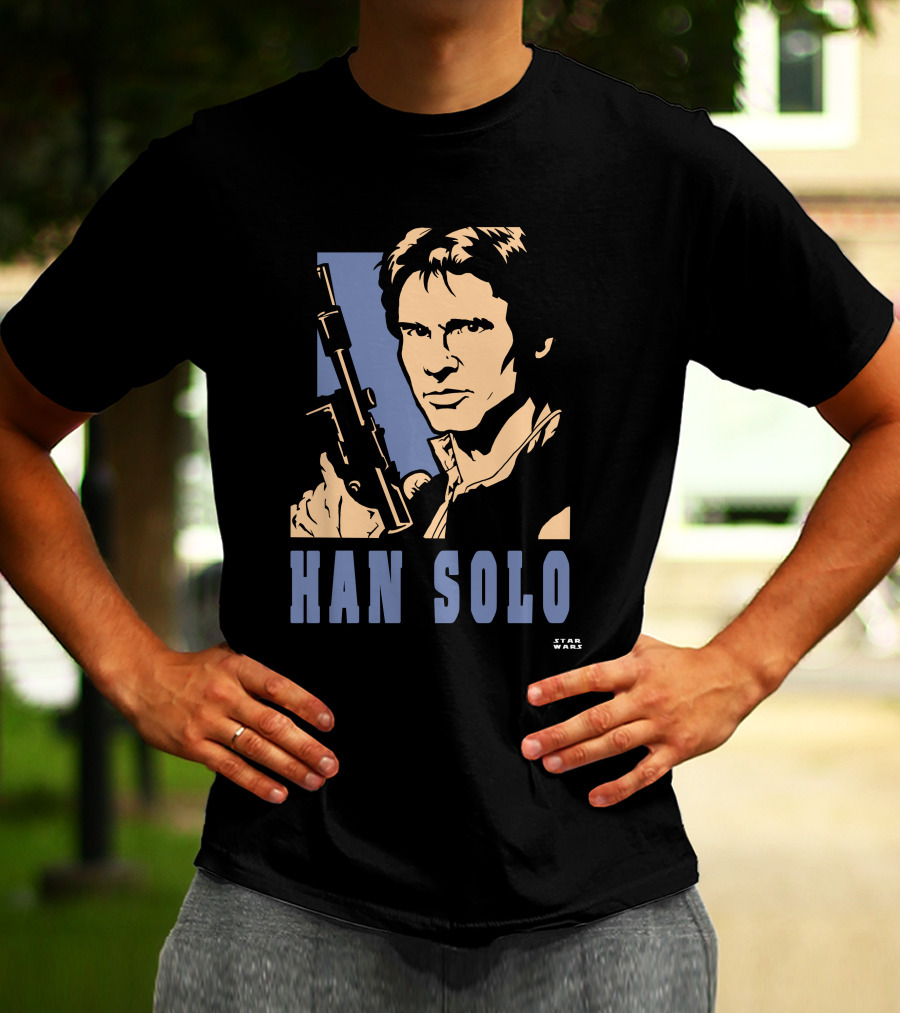 Han Solo Star Wars Vintage Style Graphic With Blaster T-Shirt