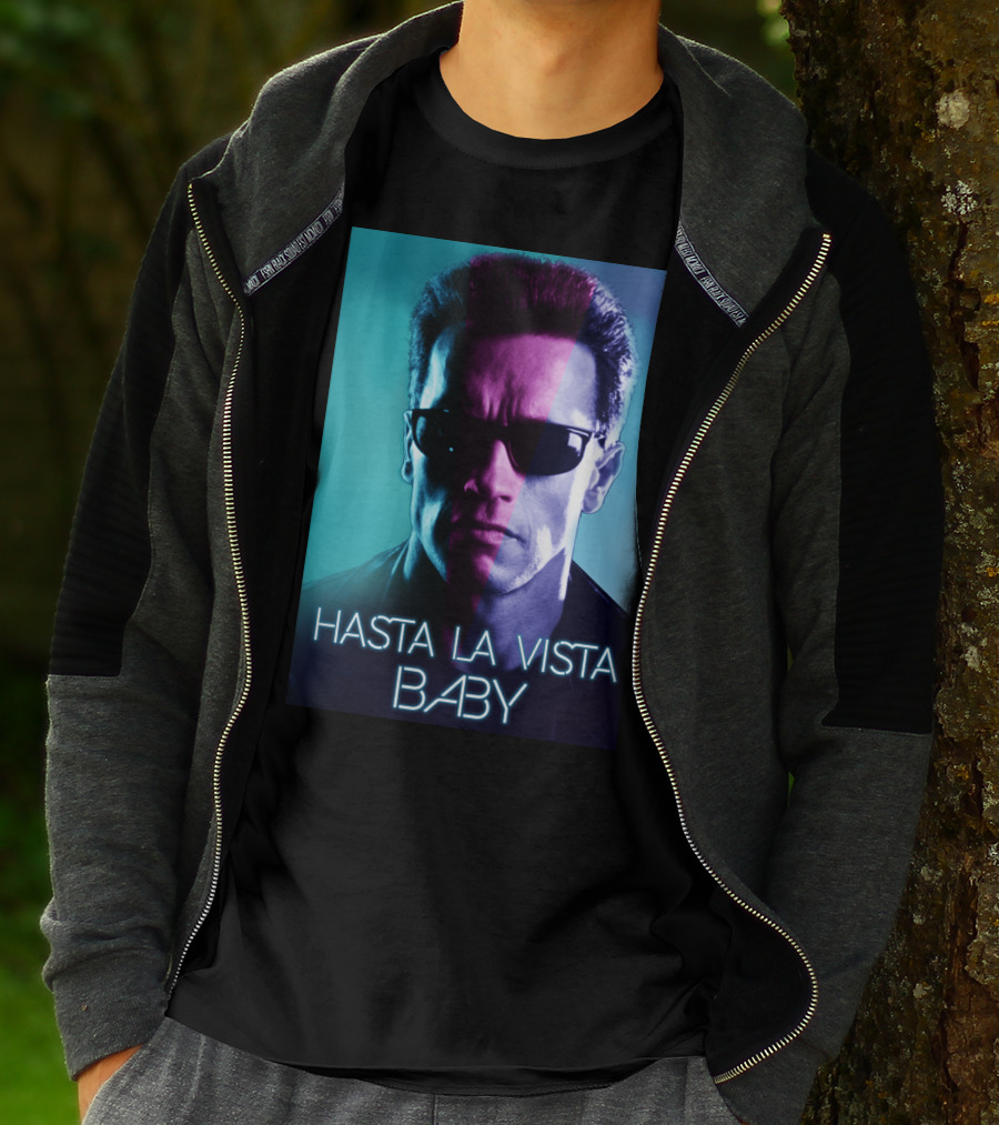 Hasta La Vista Baby Terminator Schwarzenegger Neon T-Shirt