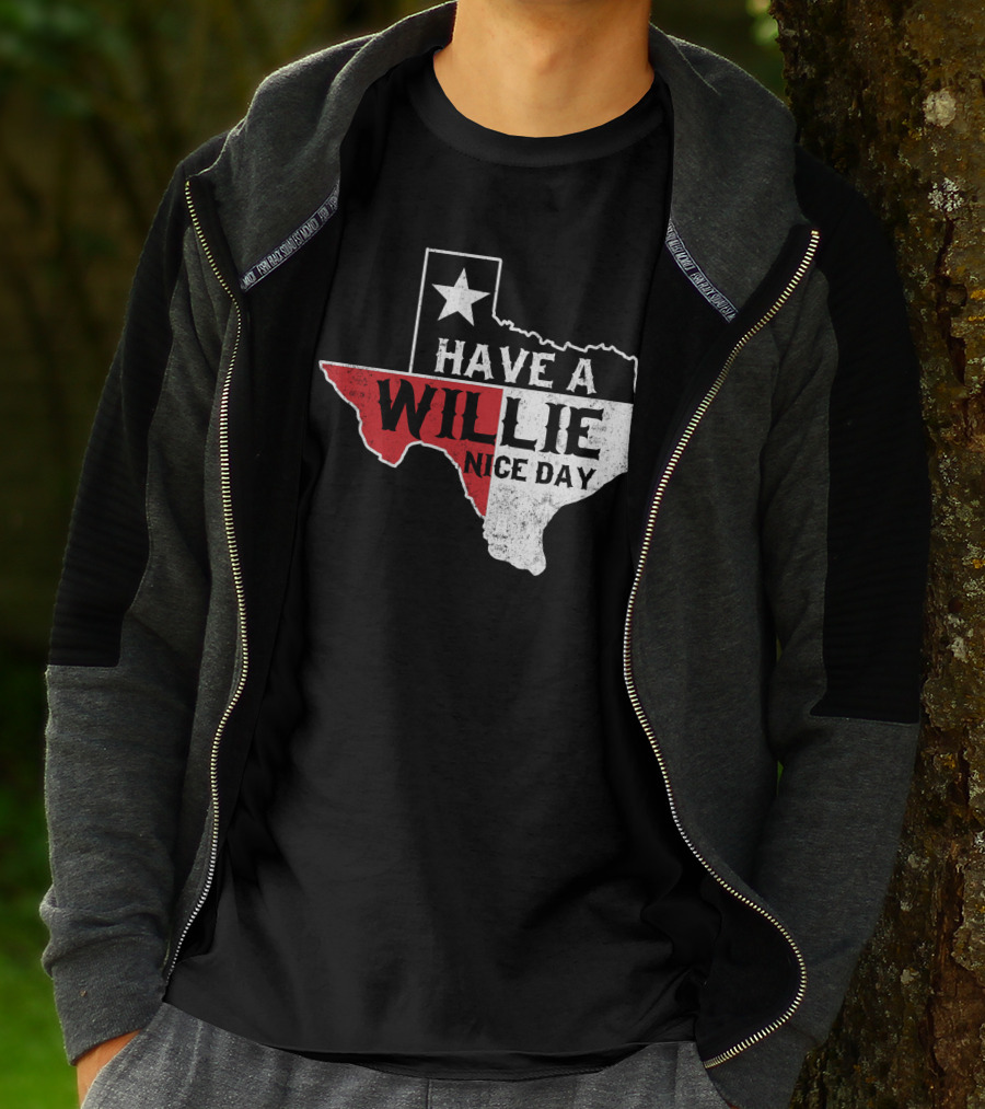 Have A Willie Nice Day Texas Flag Outline T-Shirt