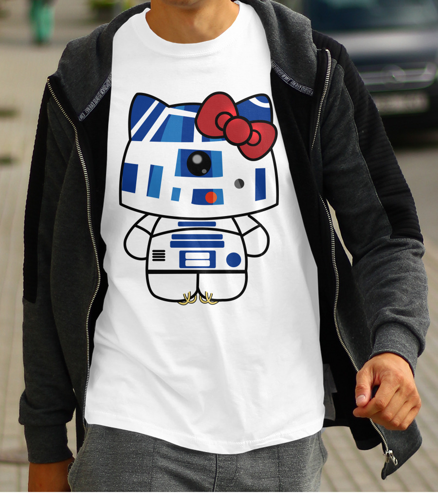 Hello Kitty Star Wars R2D2 Character Fusion With Bow T-Shirt