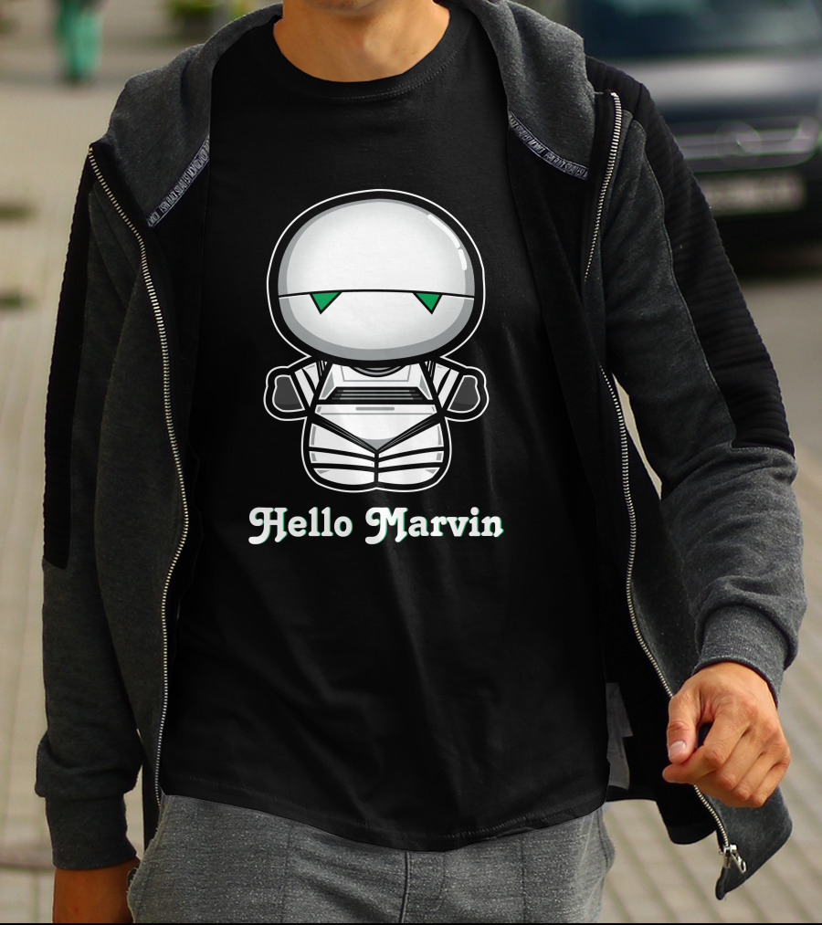 Hello Marvin The Paranoid Android Cute Cartoon Character T-Shirt