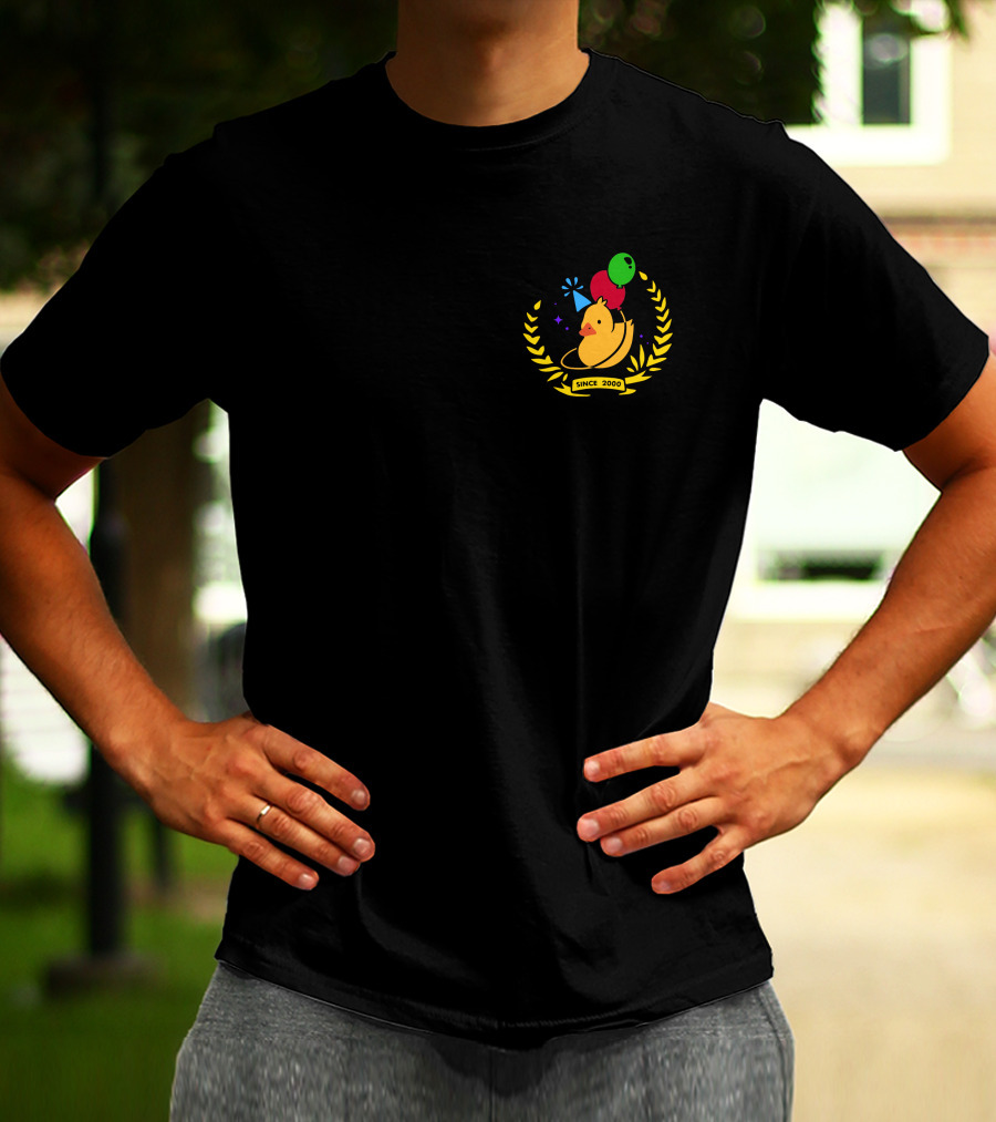 Planet Duck Birthday Quackity Since 2000 Celebration With Balloons And Party Hat T-Shirt