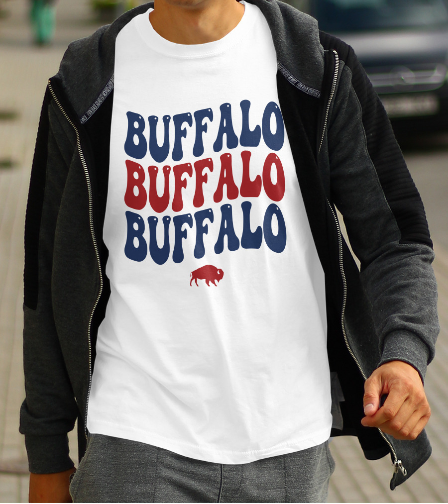 Buffalo Buffalo Buffalo Groovy Retro Style With Bison T-Shirt
