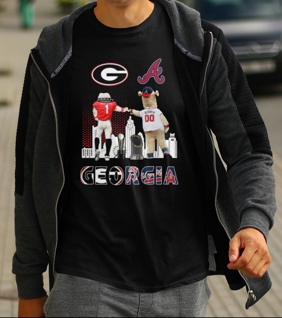 Georgia Bulldogs Braves Blooper Mascots Skyline T-Shirt