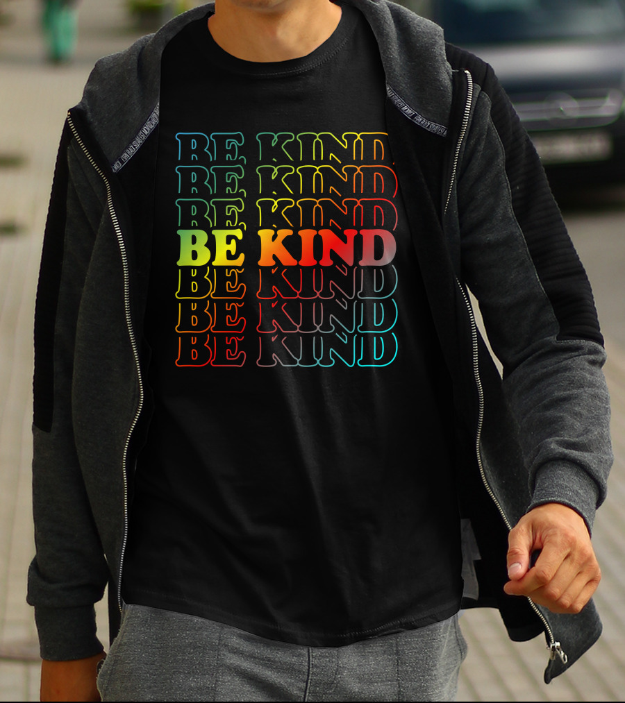 Be Kind Colorful Gradient Text Mick Foley T-Shirt