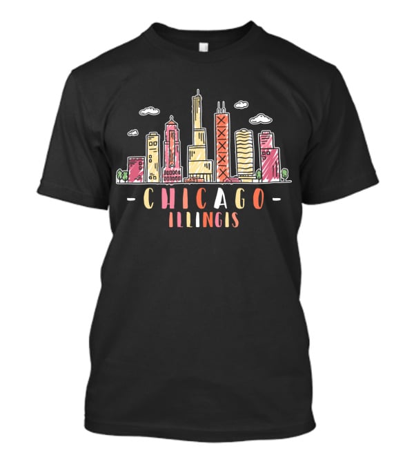 Chicago Skyline Illinois Colorful Cityscape T-Shirt