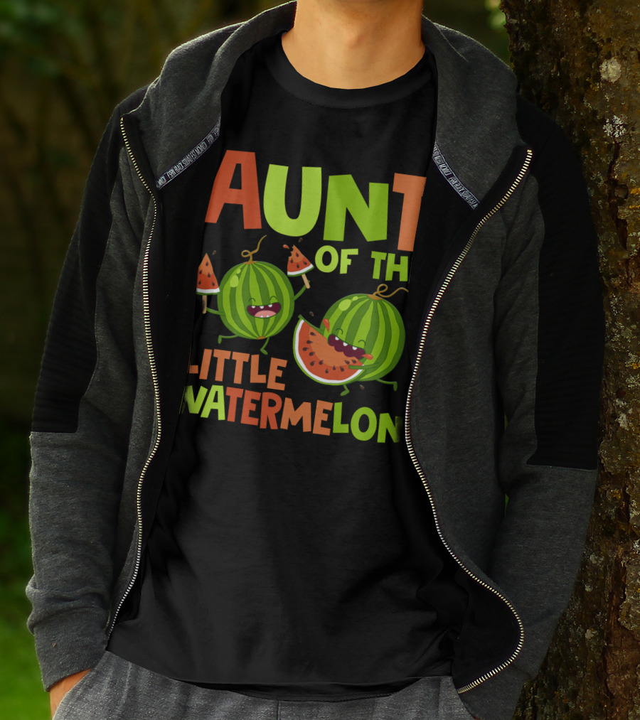 Aunt Of The Little Watermelon Funny Birthday Family T-Shirt