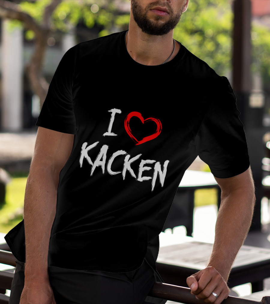 I Heart Kacken Bold White Text With Red Brush Heart T-Shirt
