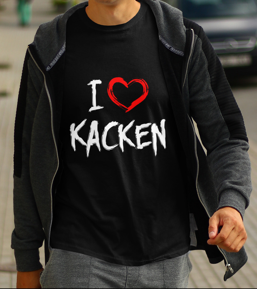 I Heart Kacken Bold White Text With Red Brush Heart T-Shirt