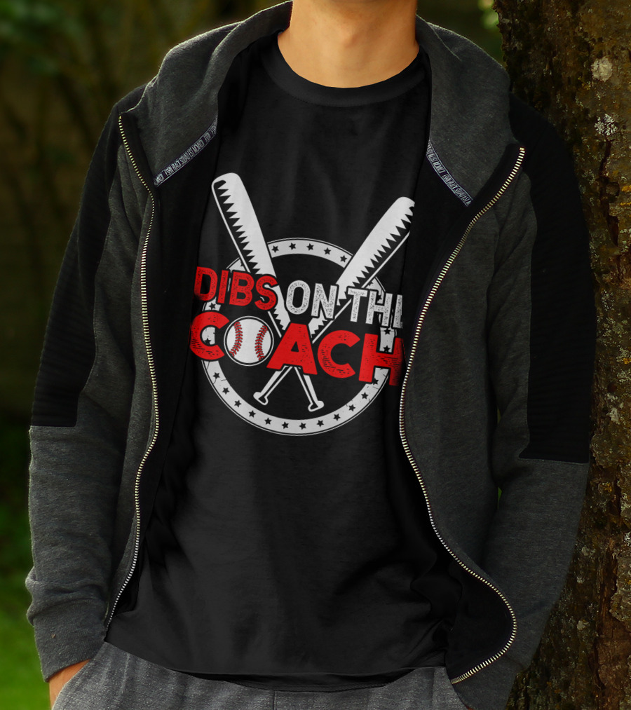 Dibs On The Coach Baseball Bat Crossed Star Circle T-Shirt