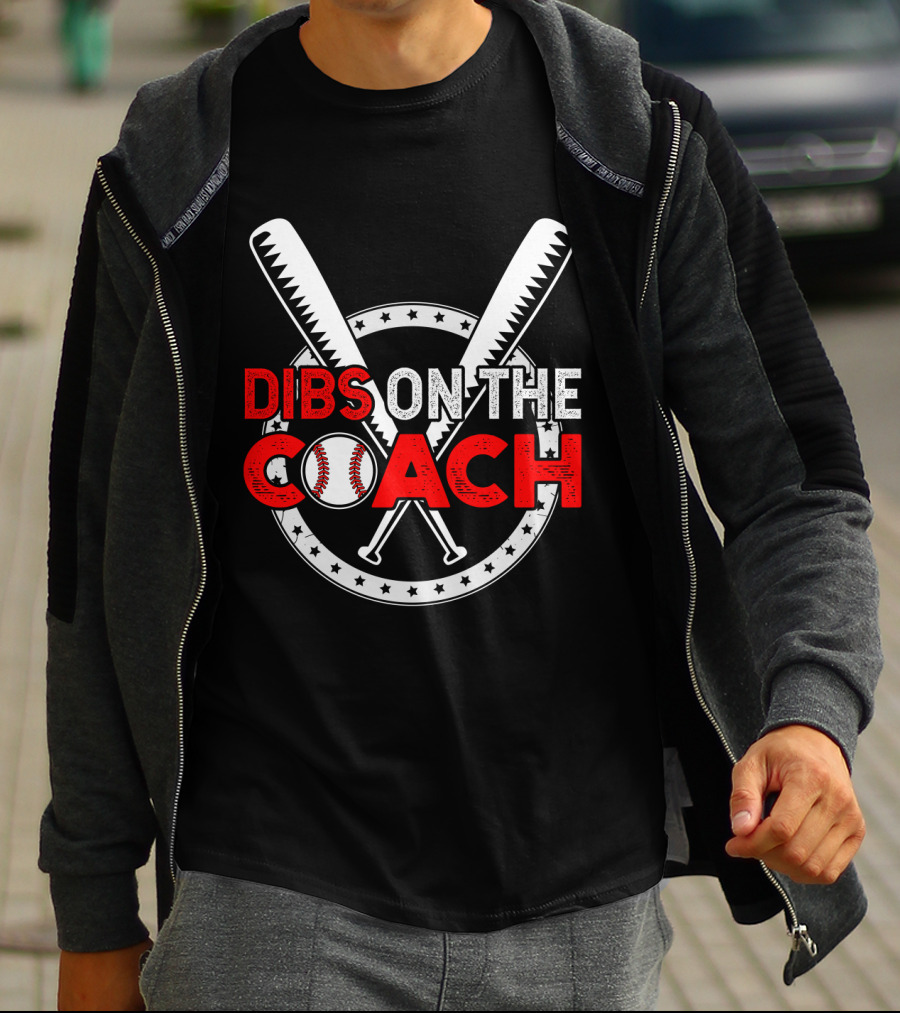 Dibs On The Coach Baseball Bat Crossed Star Circle T-Shirt