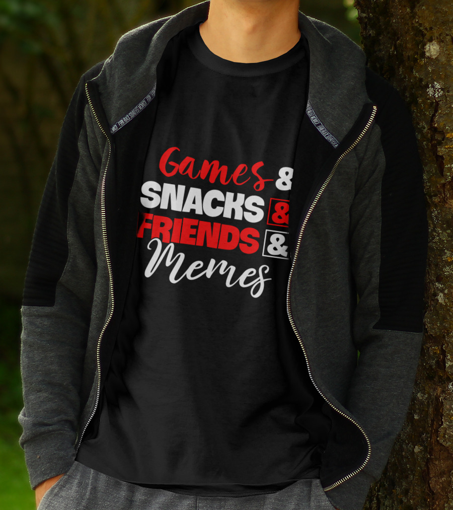 Games Snacks Friends Memes Fun Essentials T-Shirt