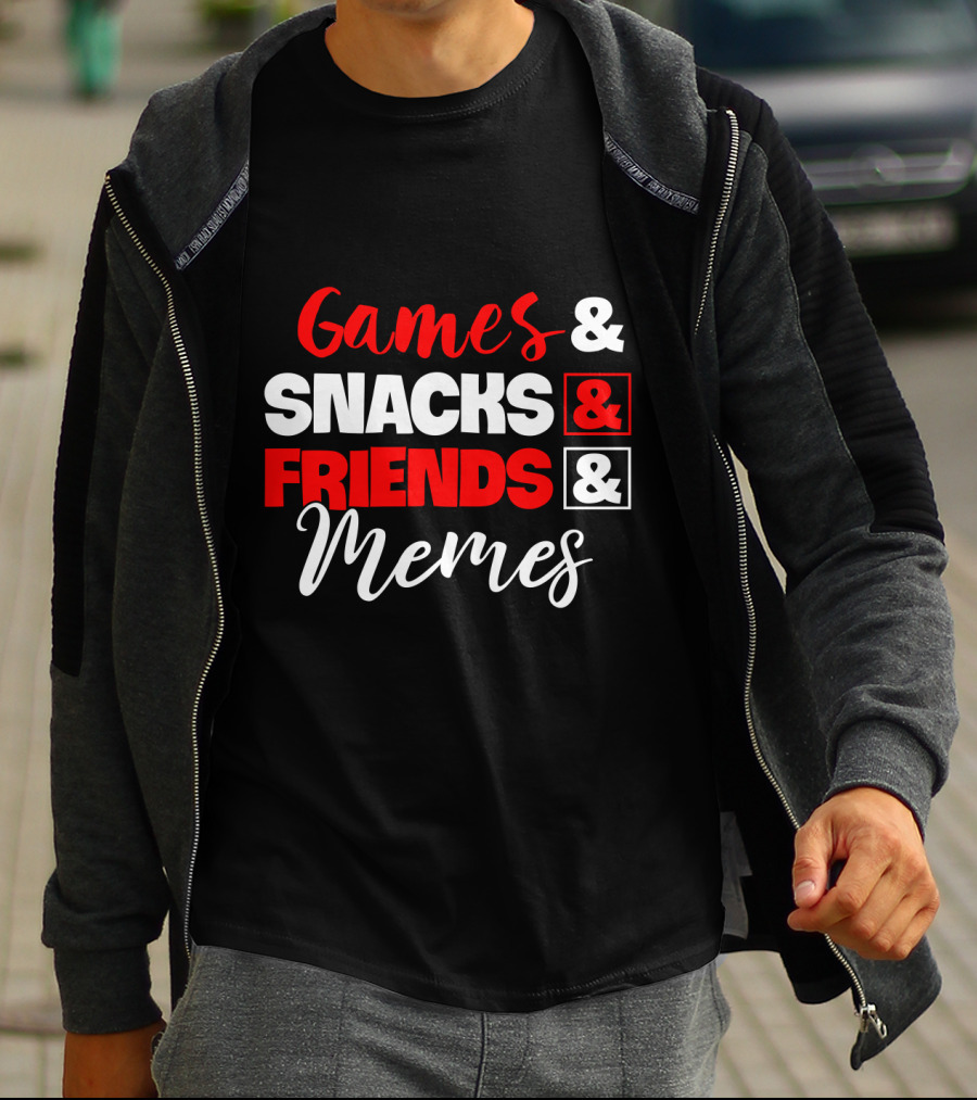 Games Snacks Friends Memes Fun Essentials T-Shirt