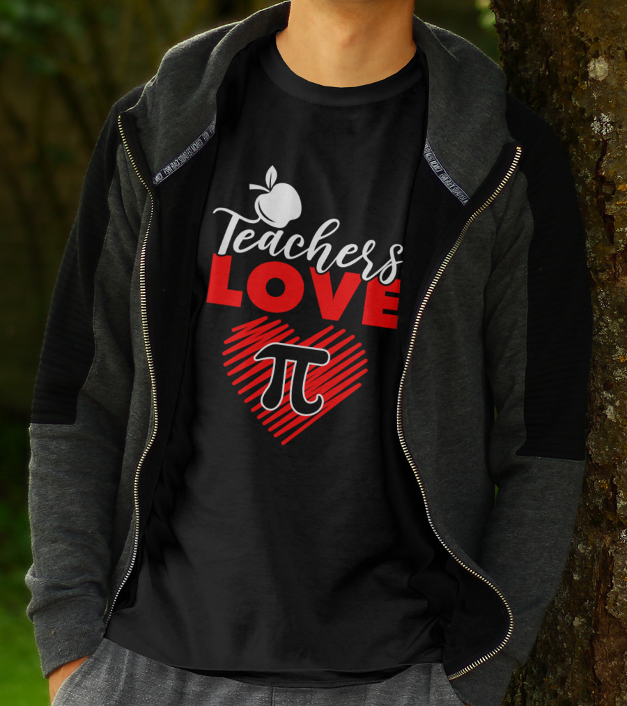 Teachers Love Pi Math Heart Apple T-Shirt