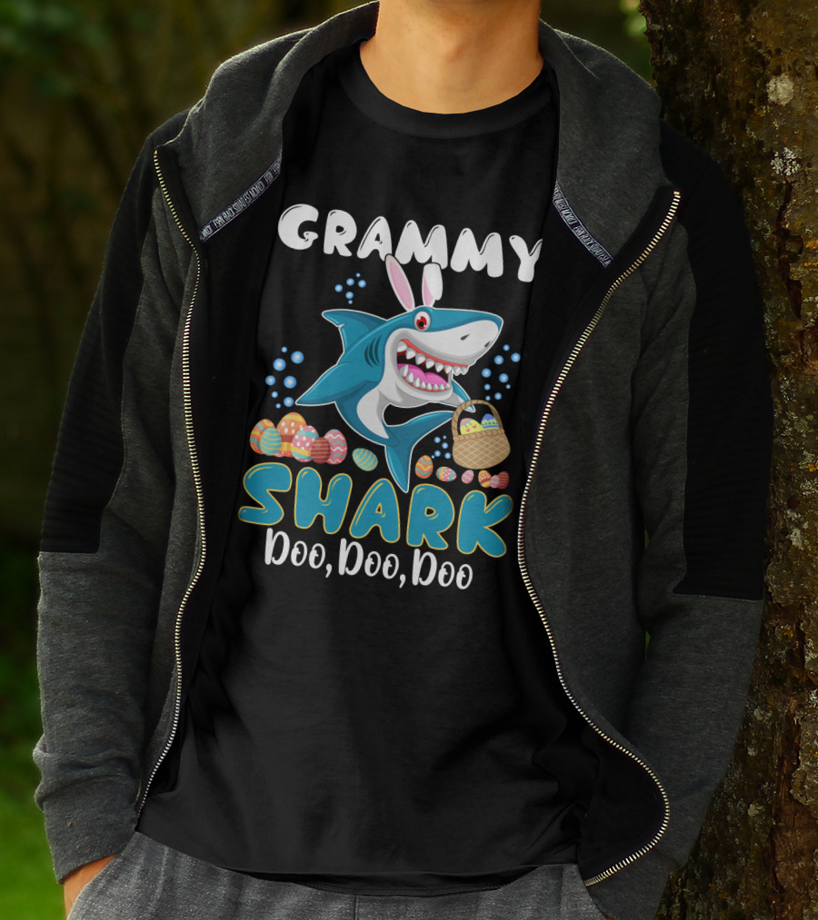 Grammy Shark Doo Doo Doo Bunny Ear Easter Egg Hunt T-Shirt
