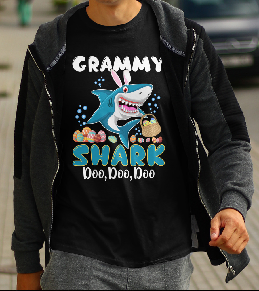 Grammy Shark Doo Doo Doo Bunny Ear Easter Egg Hunt T-Shirt
