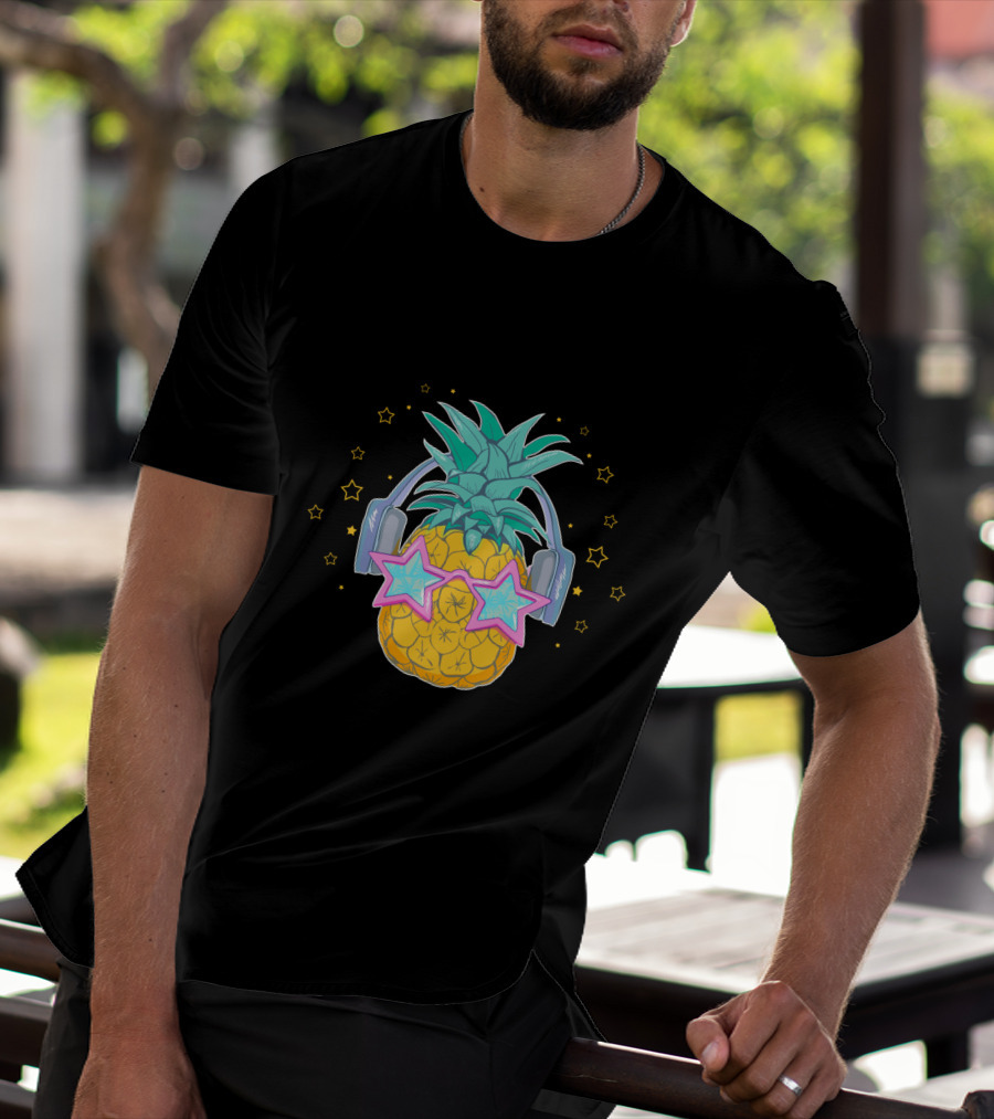 Pineapple Music Star Glasses Headphones T-Shirt