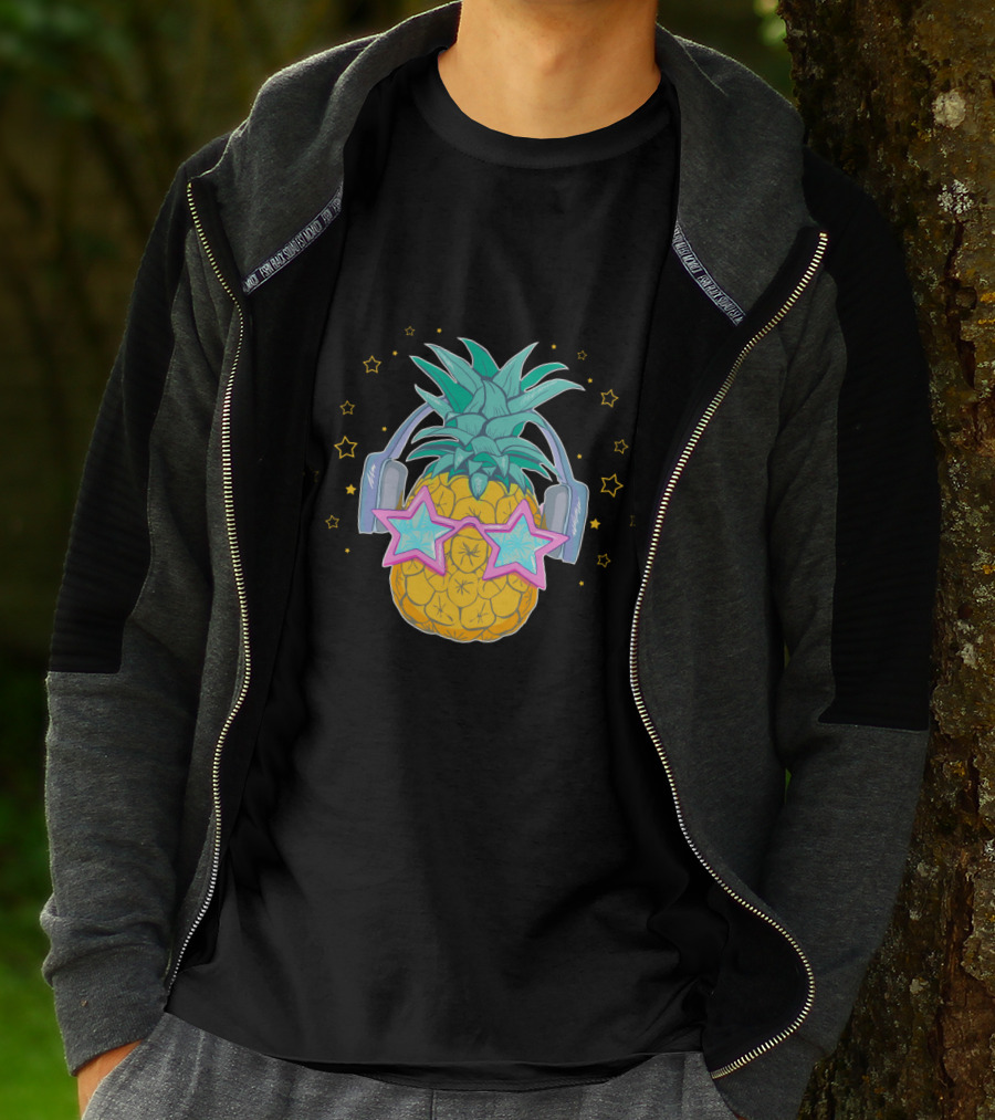 Pineapple Music Star Glasses Headphones T-Shirt