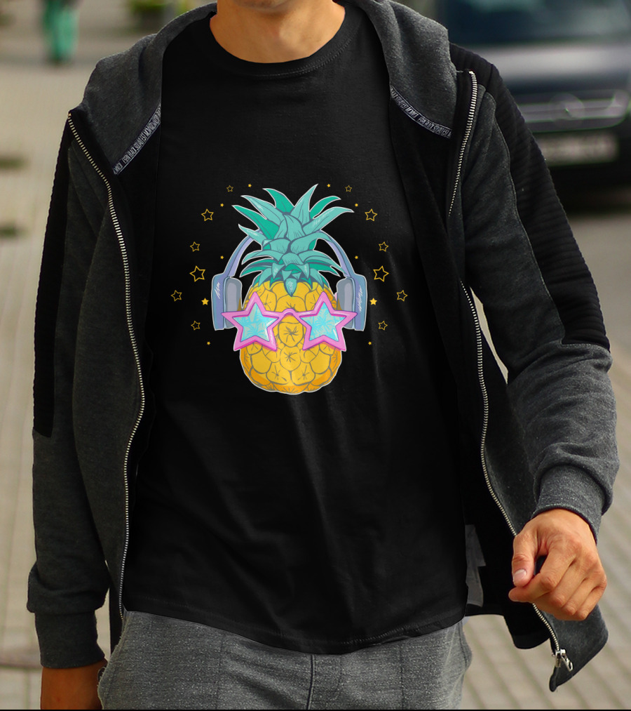 Pineapple Music Star Glasses Headphones T-Shirt