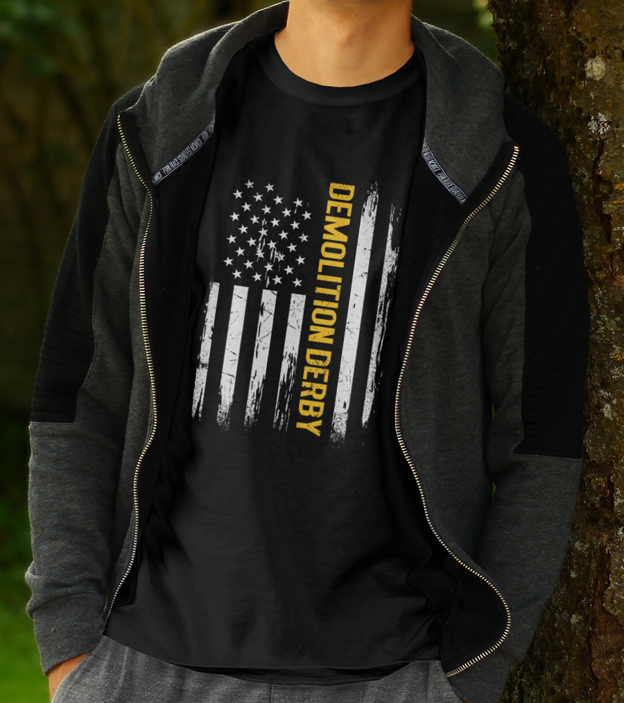 Vintage USA Flag Demolition Derby T-Shirt