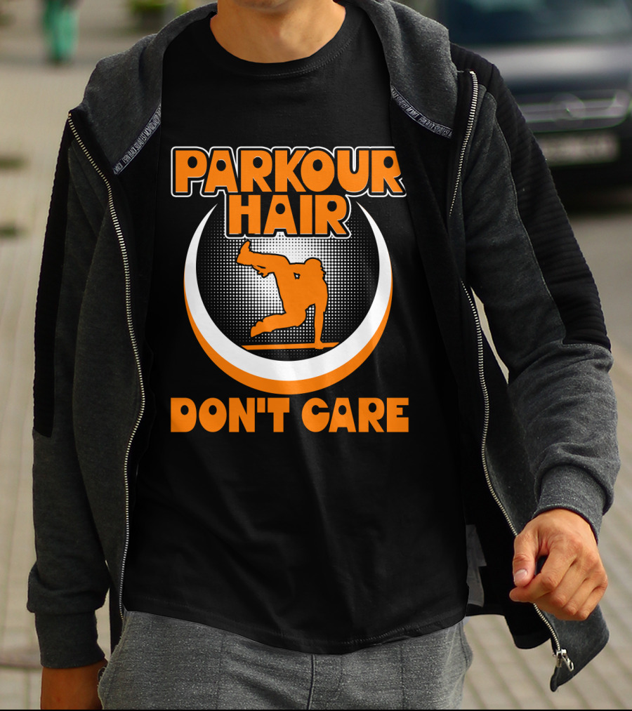Parkour Hair Don't Care Silhouette Style Jumping Movement T-Shirt