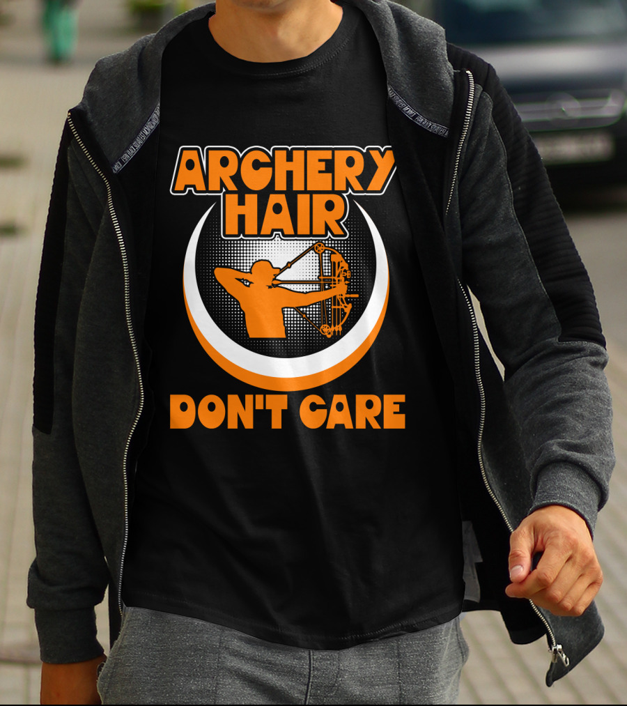 Archery Hair Don't Care Bow Shooter Emblem T-Shirt