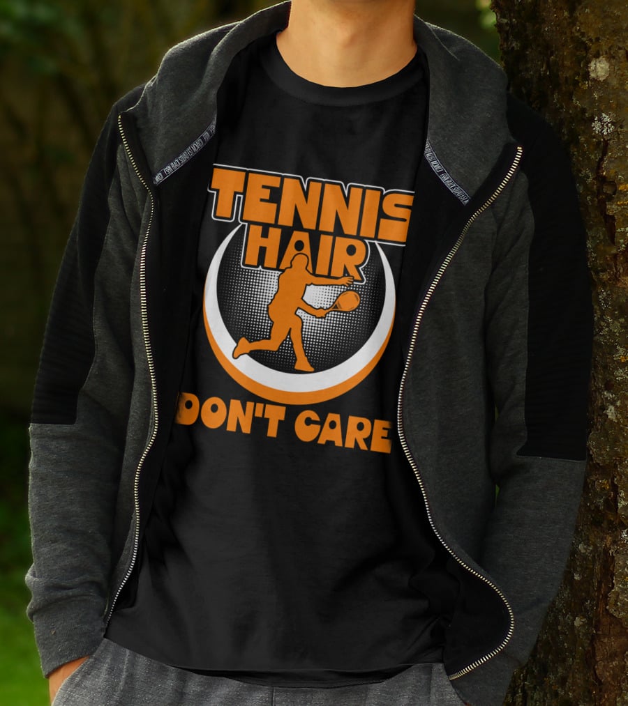 Tennis Hair Don't Care Silhouette Playing Racket T-Shirt