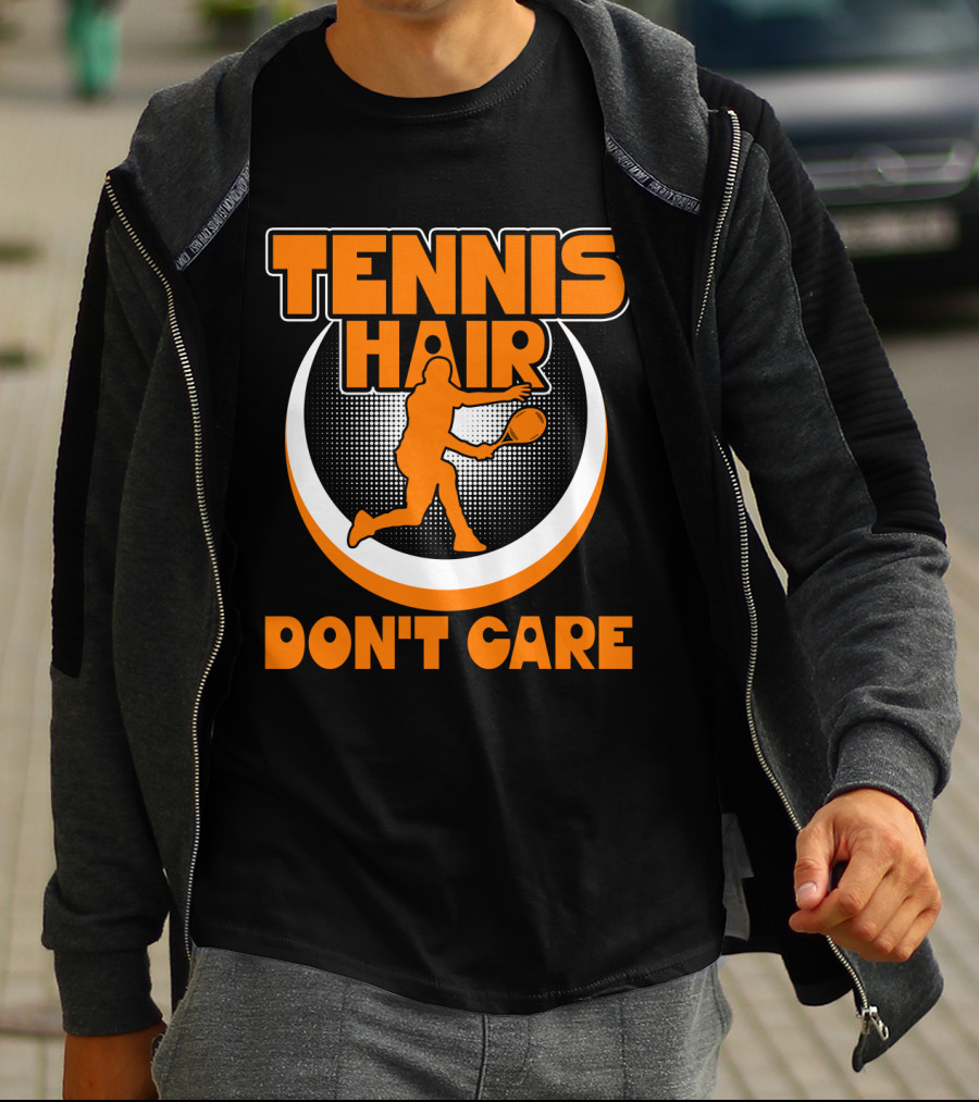 Tennis Hair Don't Care Silhouette Playing Racket T-Shirt