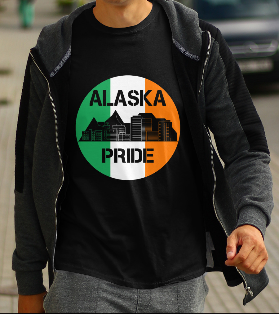 Alaska Pride Skyline With Irish Flag Colors T-Shirt