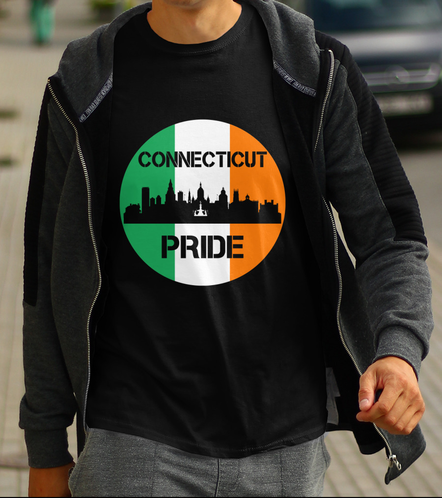 Connecticut Pride Skyline Irish Flag T-Shirt