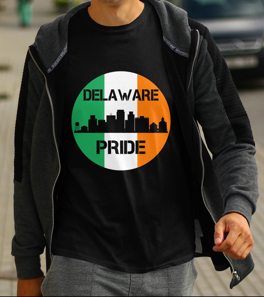 Delaware Pride Skyline Irish Flag T-Shirt