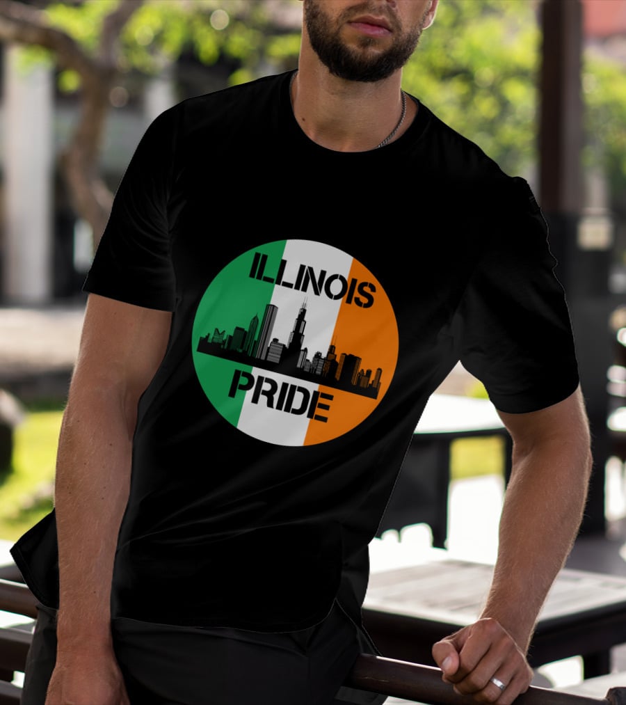 Illinois Pride Skyline Irish Flag T-Shirt