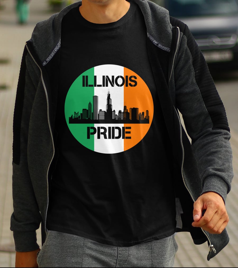 Illinois Pride Skyline Irish Flag T-Shirt