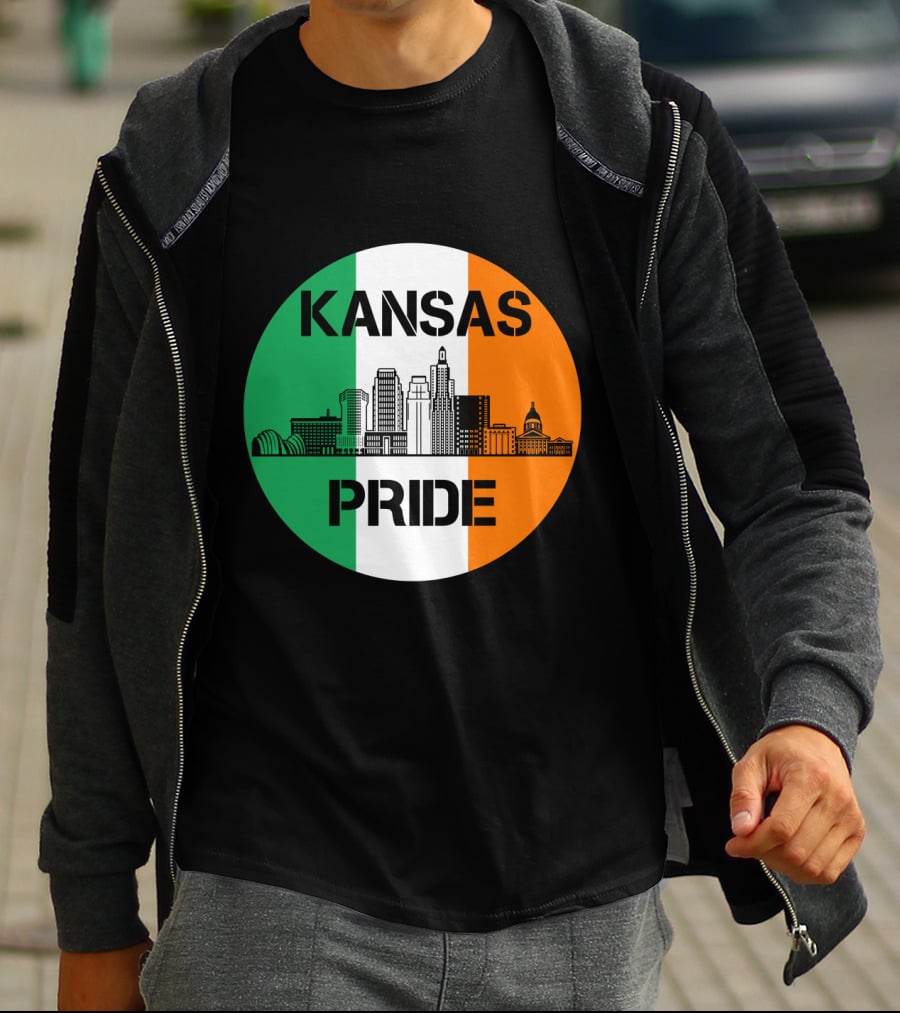 Kansas Pride Irish Flag Skyline Kansas T-Shirt
