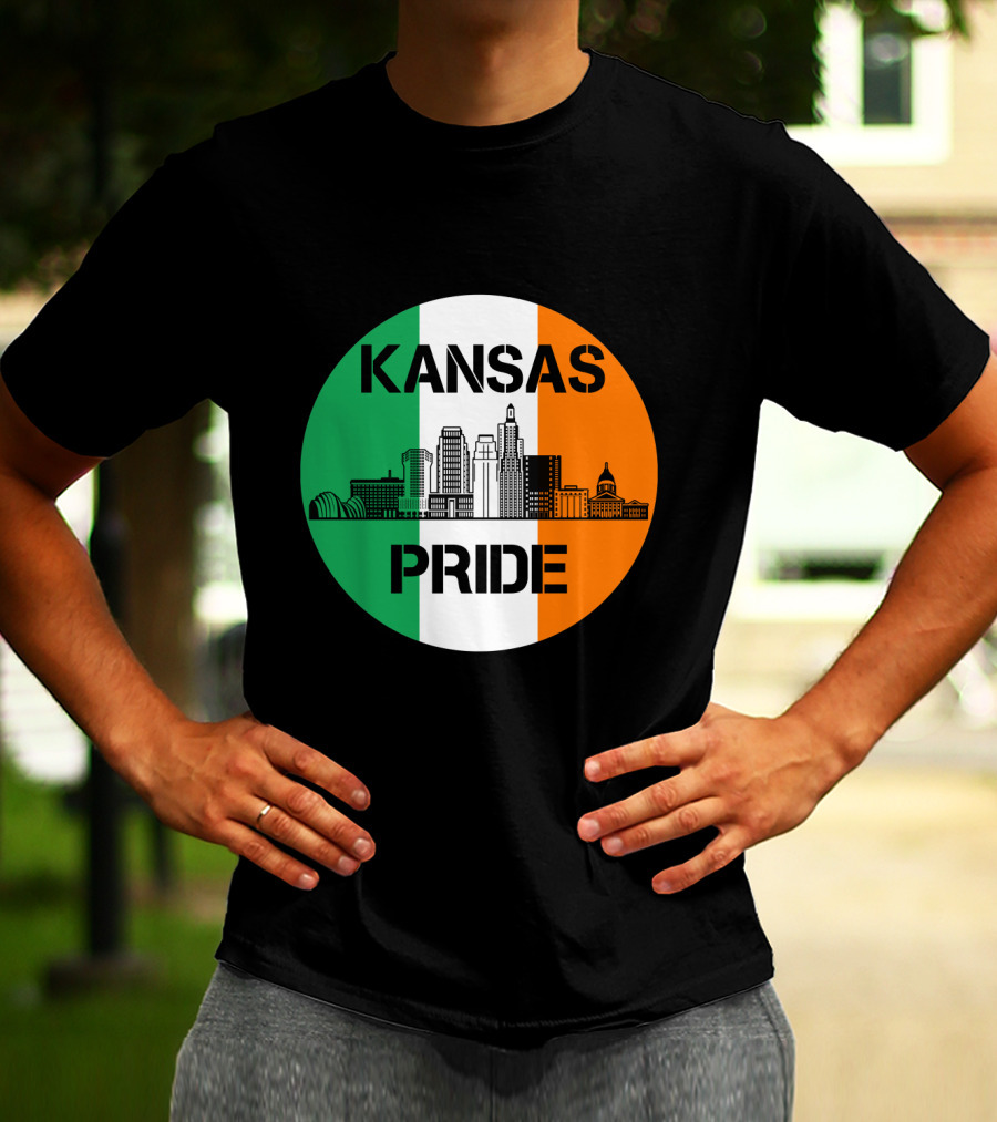 Kansas Pride Irish Flag Skyline Kansas T-Shirt