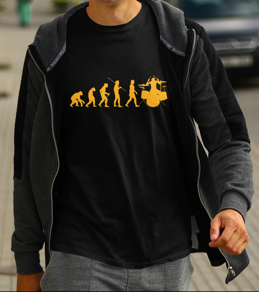 Evolution Of Drumming Silhouette Progression T-Shirt