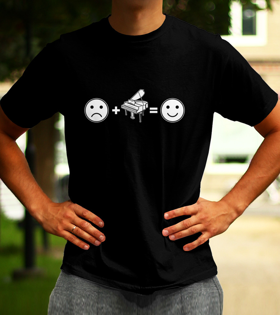 Sad Face Plus Piano Equals Happy Face T-Shirt