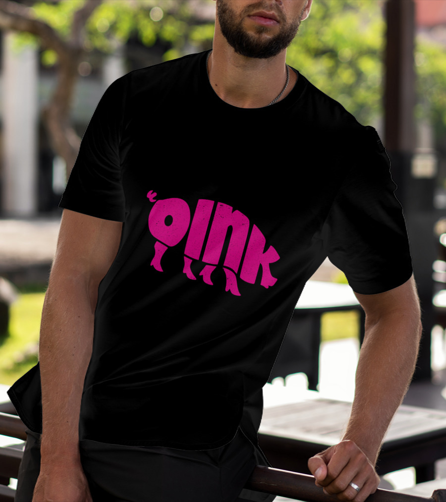 OINK Pink Pig Silhouette Humor T-Shirt