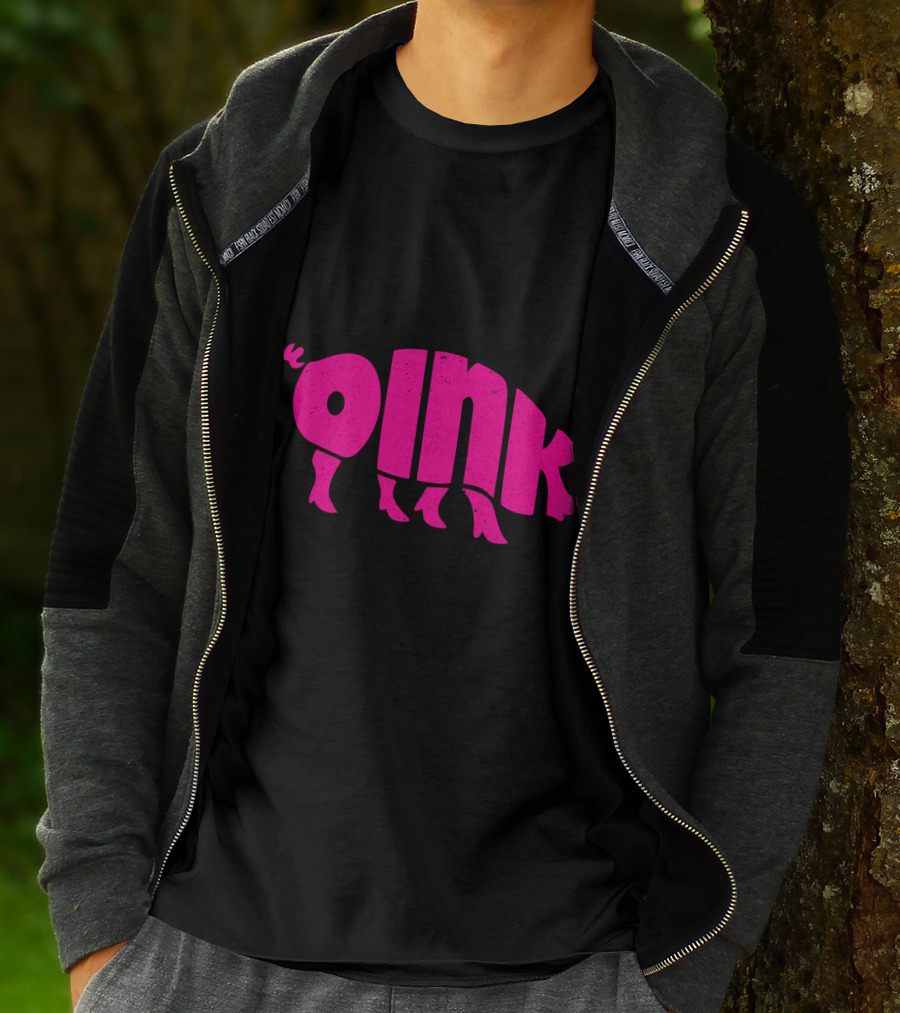 OINK Pink Pig Silhouette Humor T-Shirt