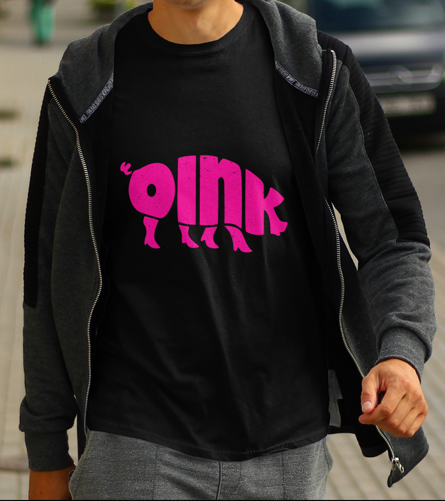 OINK Pink Pig Silhouette Humor T-Shirt